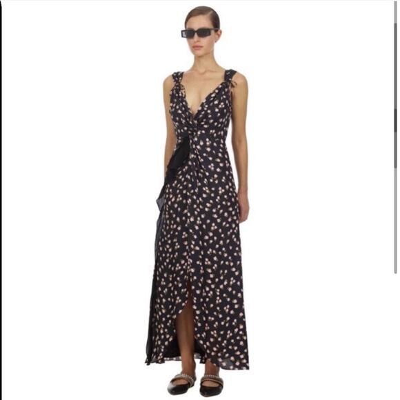 Self-Portrait Twisted Floral-Print Satin-Jacquard Maxi Dress - Picture 5 of 12
